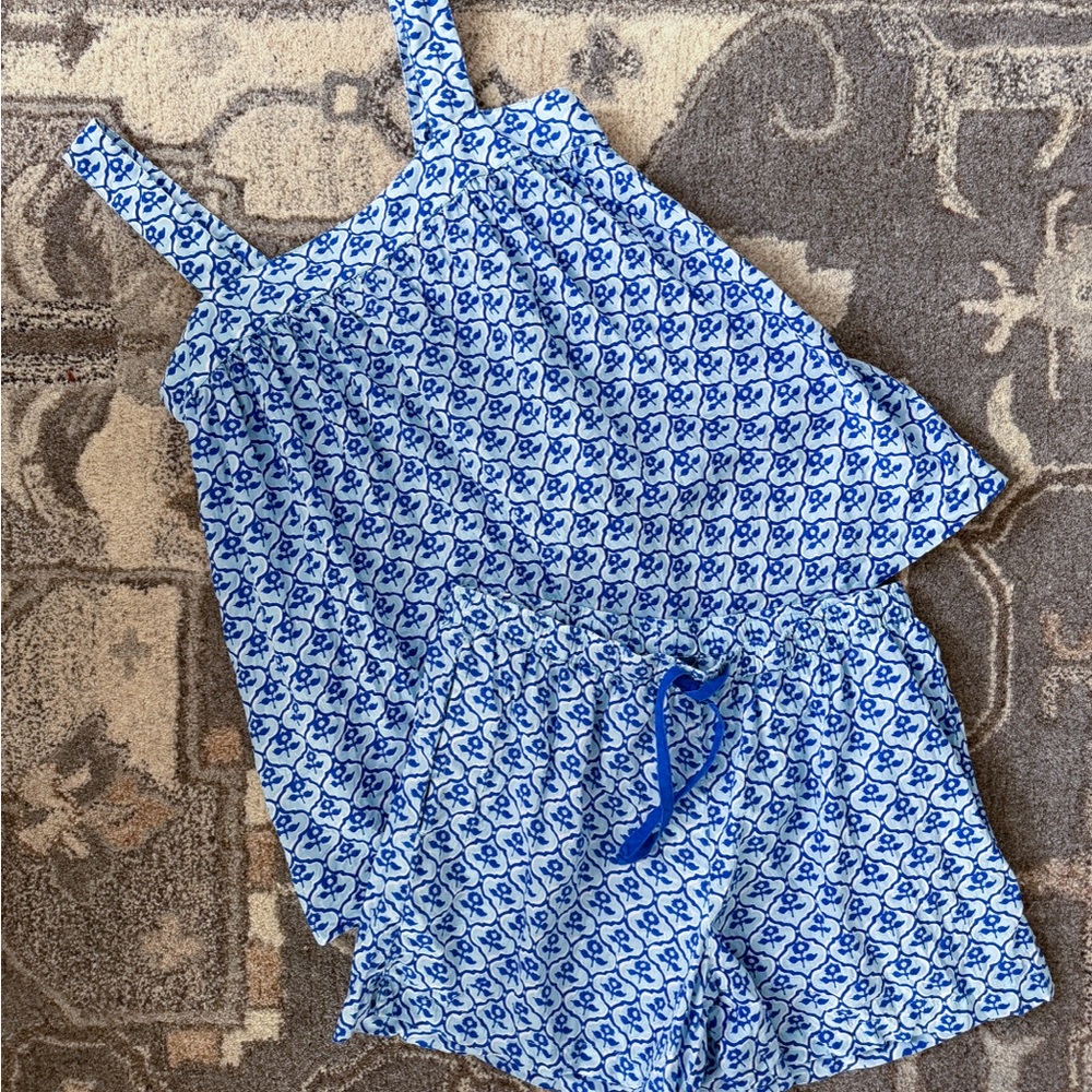 The Company Store Printed Voile Women's Babydoll Shorts Set Small
